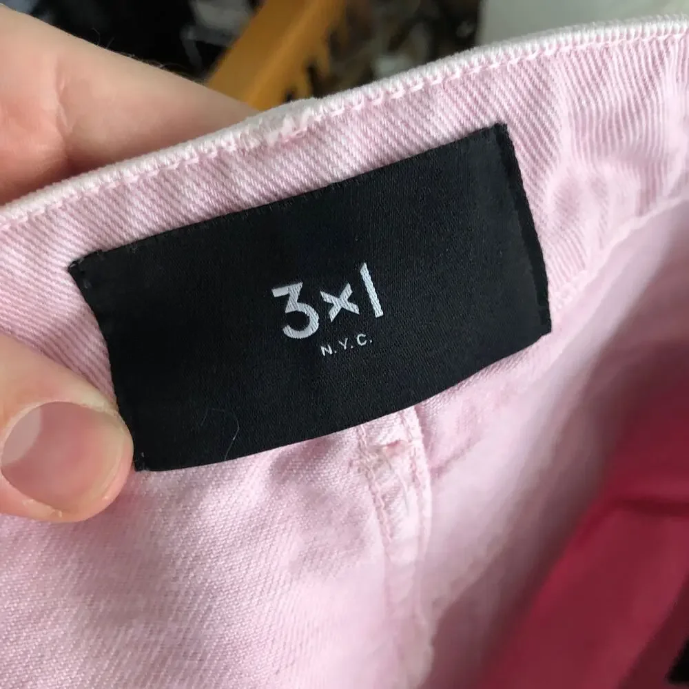 3x1 NYC size 24 Women's distressed straight leg jeans Mineral Rose Pink $367